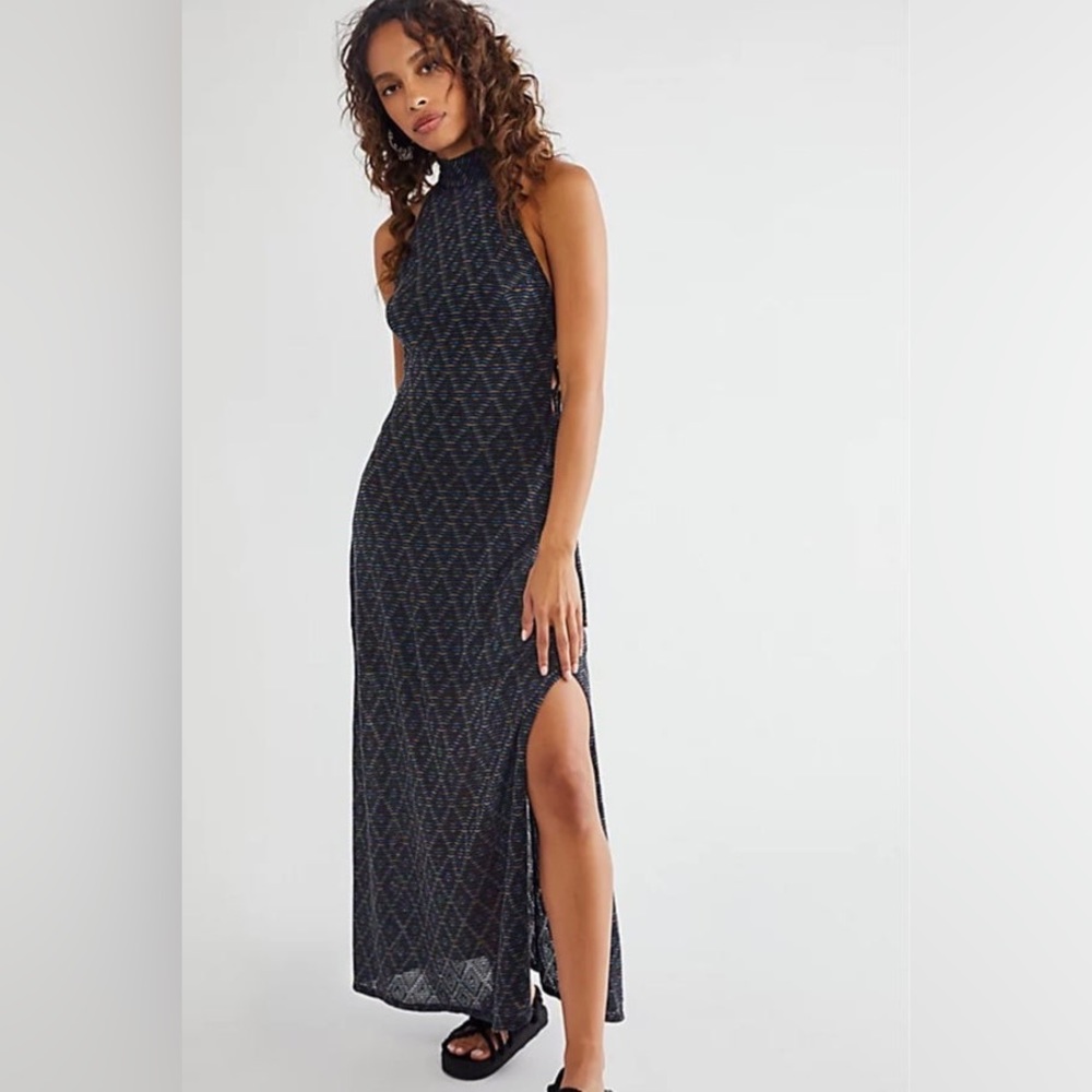 Free People Frankie maxi Dress NWT Navy Combo